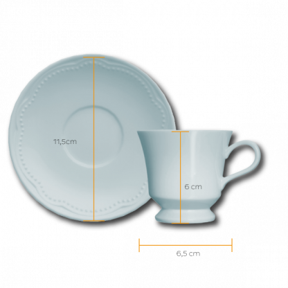 Kit de 6 xícaras de café com 6 pires Cottage azul - Imagem 3