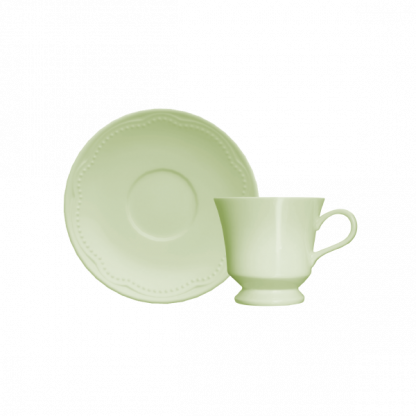 Kit de 6 xícaras de chá com 6 pires Cottage verde