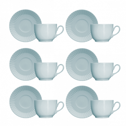Kit de 6 xícaras de café com 6 pires Diamante azul - Imagem 2