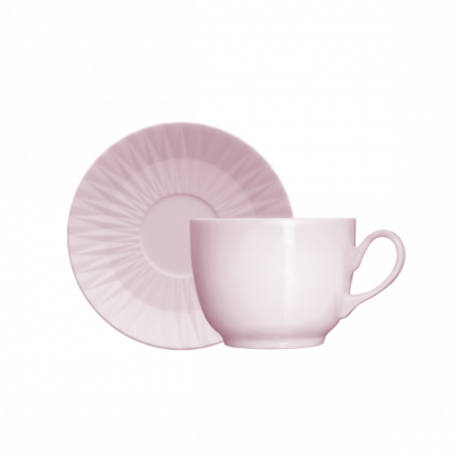 Kit de 6 xícaras de café com 6 pires Diamante rosa