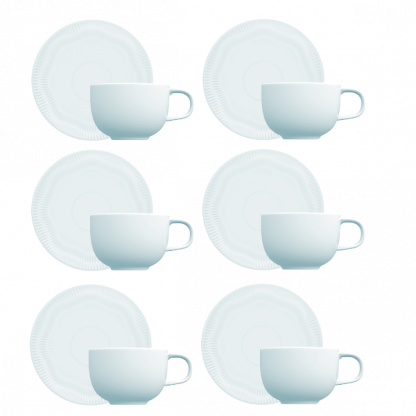 Kit de 6 xícaras de chá com 6 pires Shell azul - Image 2