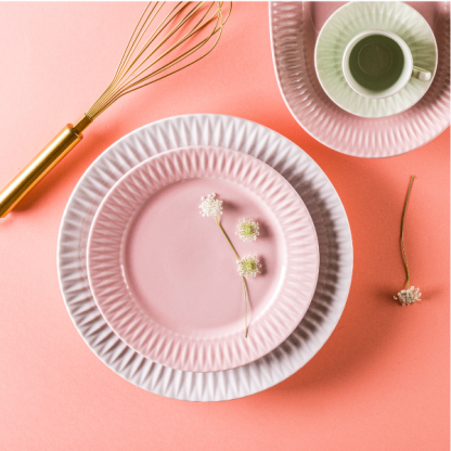 Kit de 6 pratos sobremesa Diamante rosa - Imagem 4