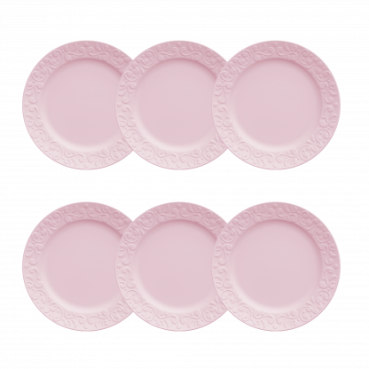 Kit de 6 pratos sobremesa Tassel rosa - Imagem 2
