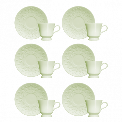 Kit de 6 xícaras de café com 6 pires Tassel verde - Imagem 2