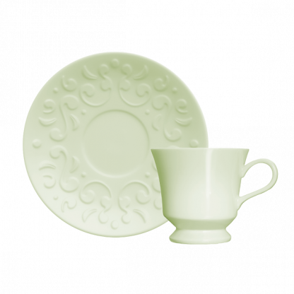 Kit de 6 xícaras de café com 6 pires Tassel verde