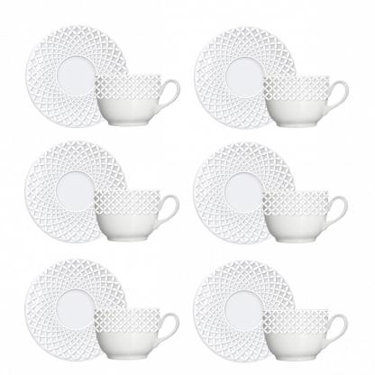 Kit de 6 xícaras de café com 6 pires Bianco - Imagem 2