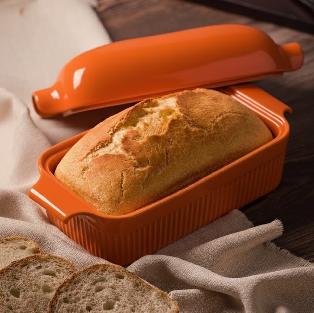 Forma de Pão com Tampa Refratária 29 cm Laranja 1,1 L - Imagem 5