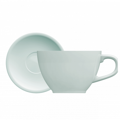 Xícara Latte Art Oval com pires azul