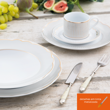 Jogo de jantar 30 peças Royal Off-white – detalhes em tinta metalizada - Imagem 5