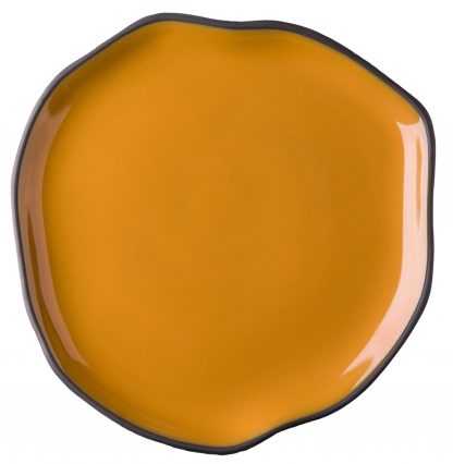 Prato raso Conceito preto fosco, verniz amarelo.