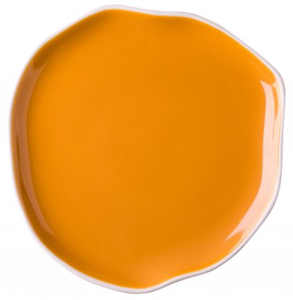 Prato raso Conceito branco fosco, verniz amarelo.