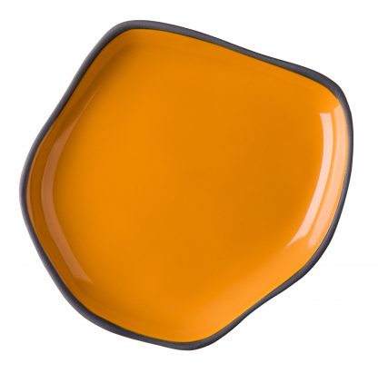 Prato de sobremesa Conceito preto fosco, verniz amarelo.