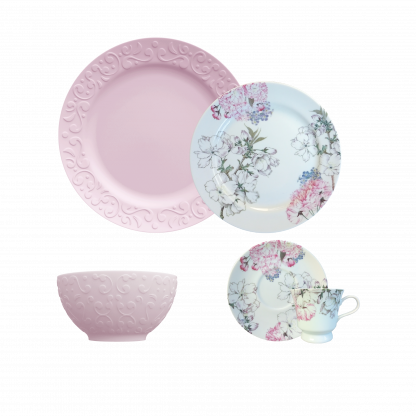 Jogo de jantar 30 peças  Rosa Floral.