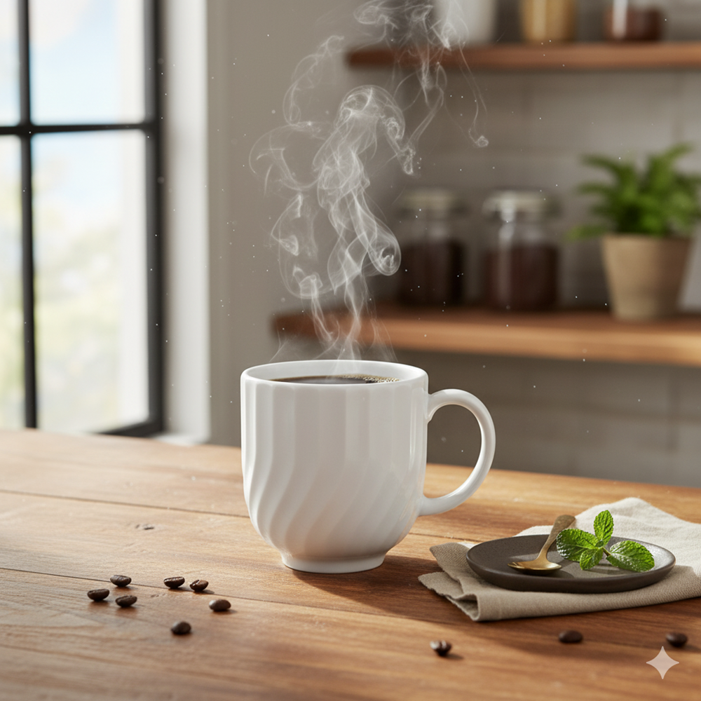 Caneca Chá Café Branca Relevo Linea 356 ml Germer Porcelanas - Imagem 2