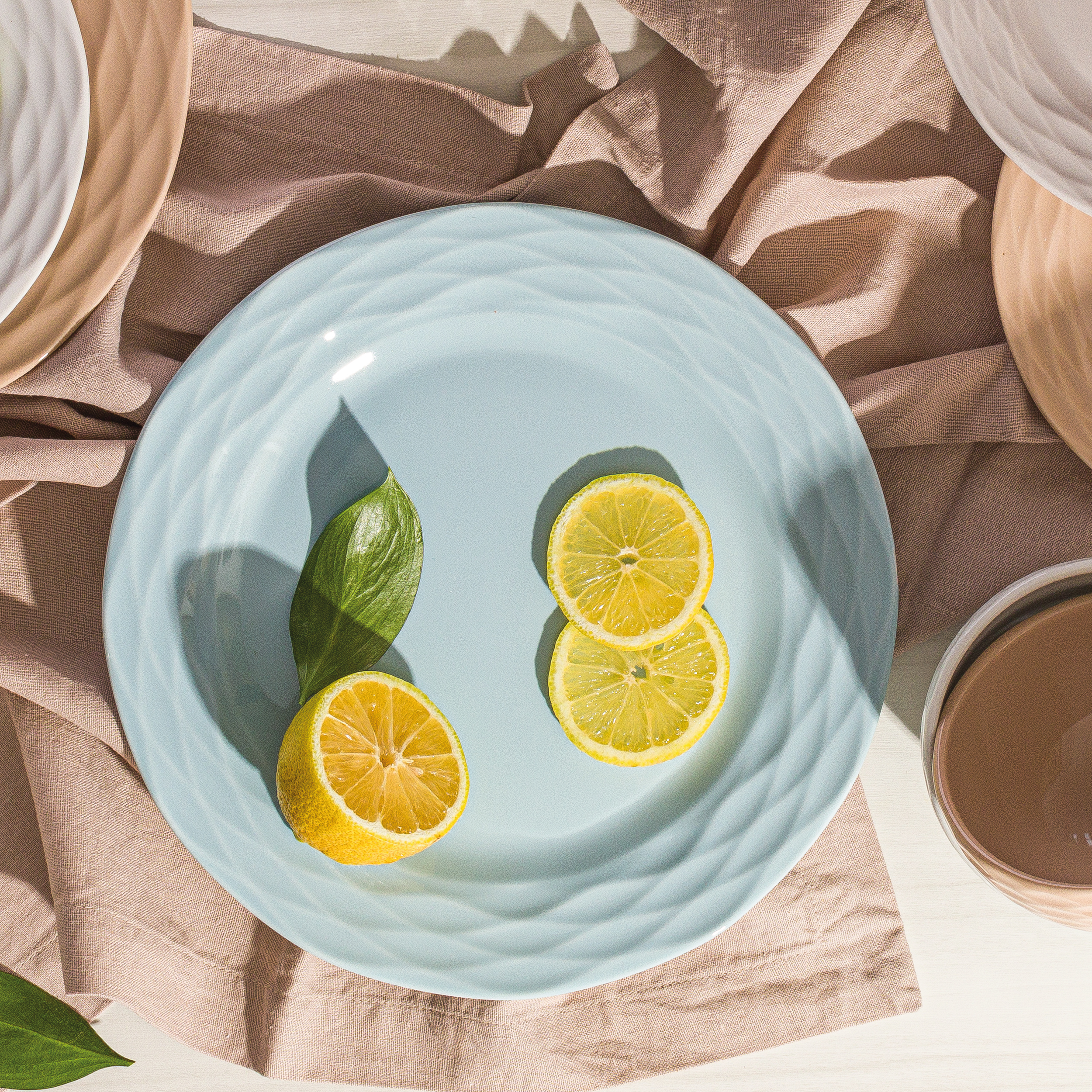 Kit de 6 pratos rasos Ondas azul - Imagem 3