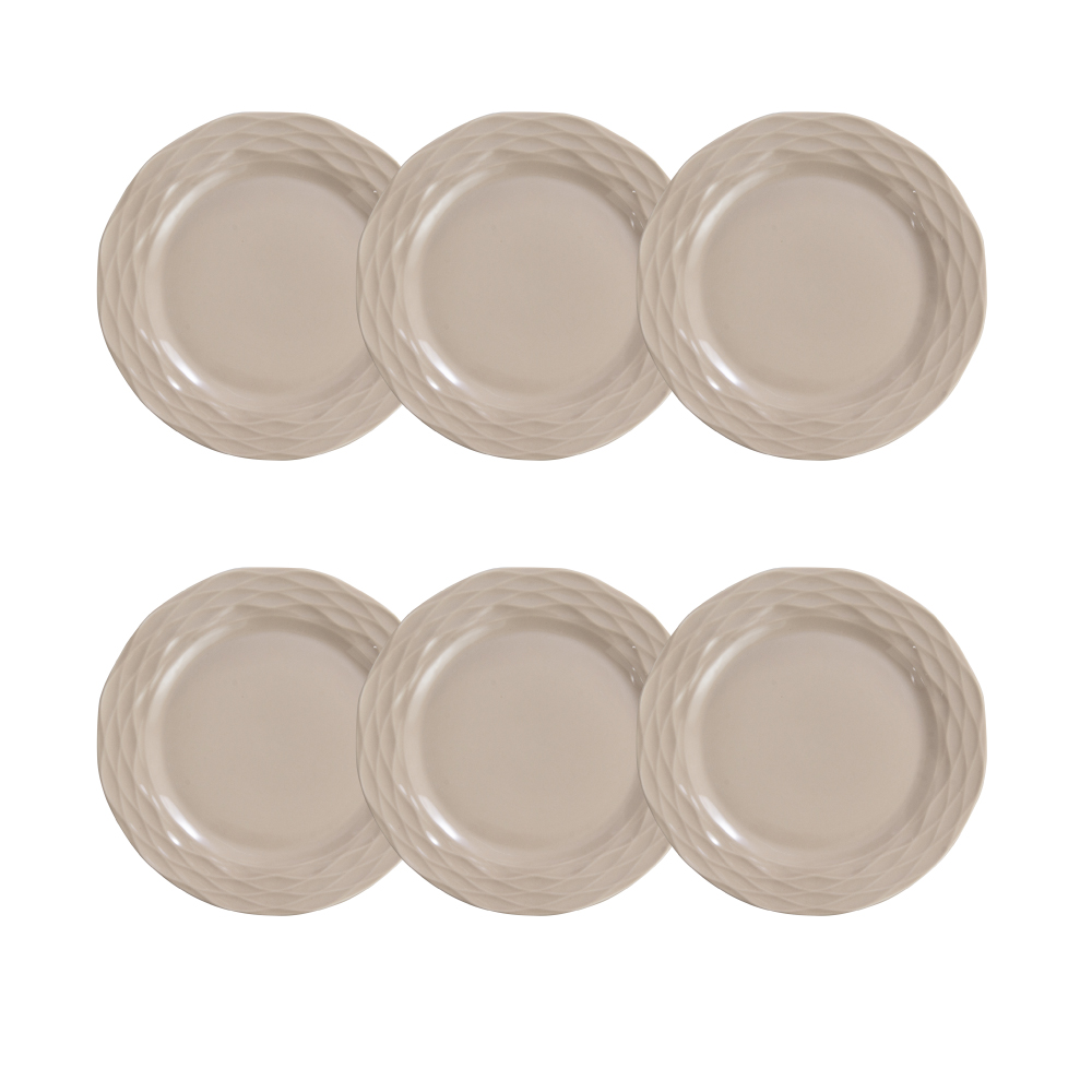 Kit de 6 pratos de sobremesa Ondas creme