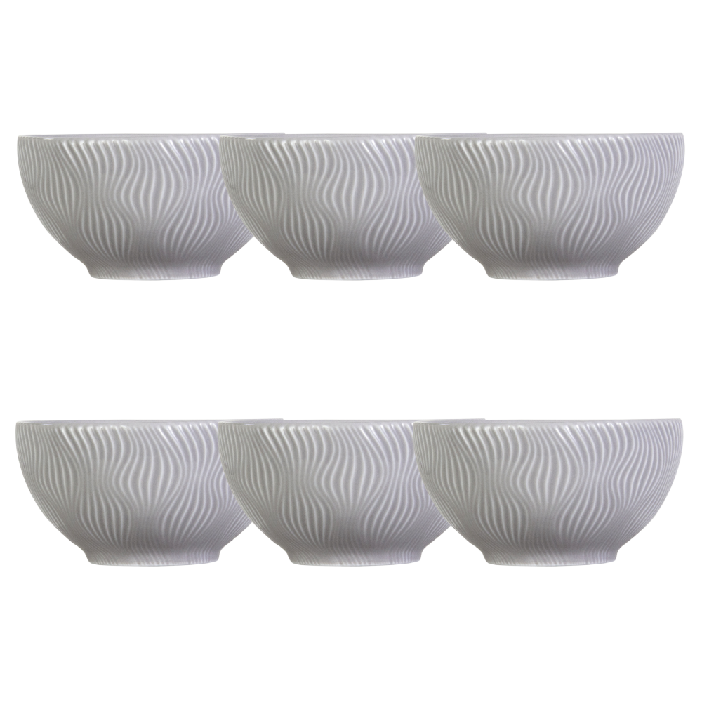 Bowl Tigela Sobremesa Cinza Relevo Sinuosa 360 ml Germer - Imagem 2