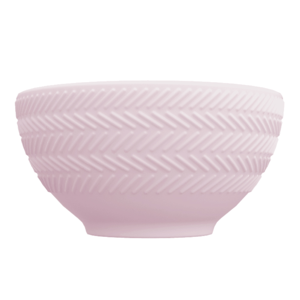 Bowl Tigela Sobremesa Rosa Fractal Relevo Chevron 418 ml