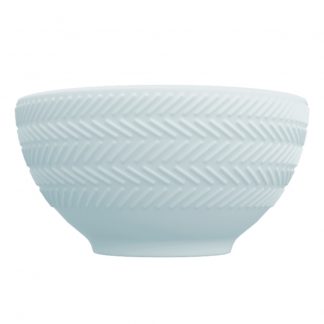 Bowl Tigela Sobremesa Azul Vintage Relevo Chevron 418 ml