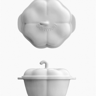 Cocotte Pimentão Branco 340 ml com Tampa Germer Porcelanas