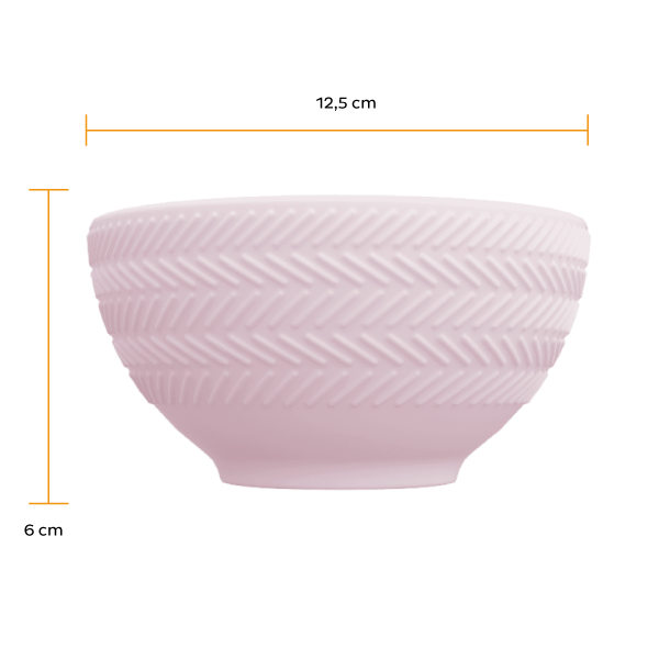 Bowl Tigela Sobremesa Rosa Fractal Relevo Chevron 418 ml - Imagem 2