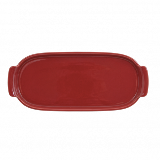 Bandeja Retangular G em Porcelana Vermelha - 30,7cm
