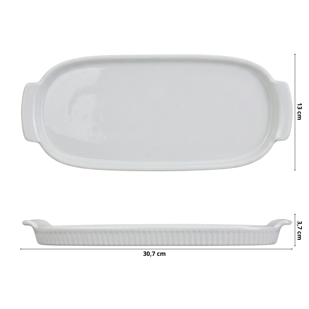 Bandeja Retangular G em Porcelana Branca - 30,7cm - Imagem 3