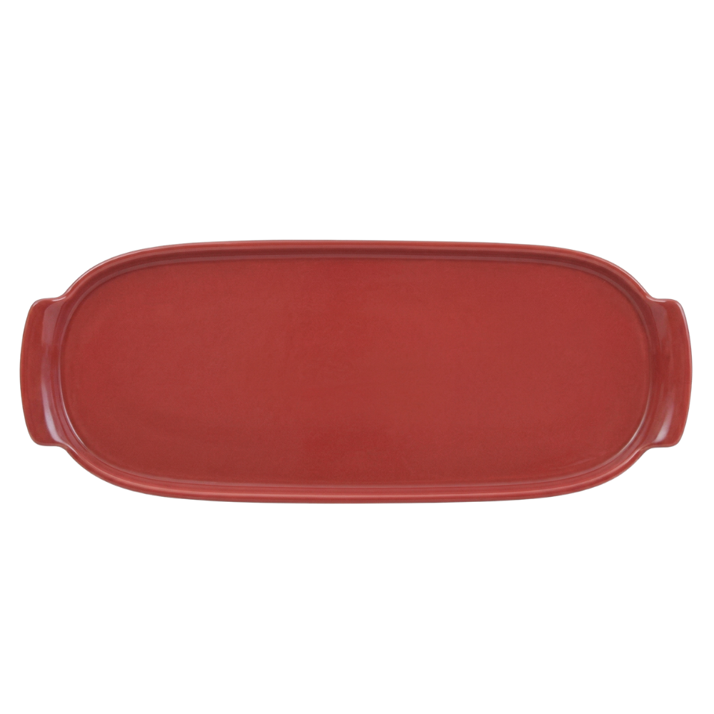 Bandeja Retangular GG em Porcelana Vermelha – 37cm