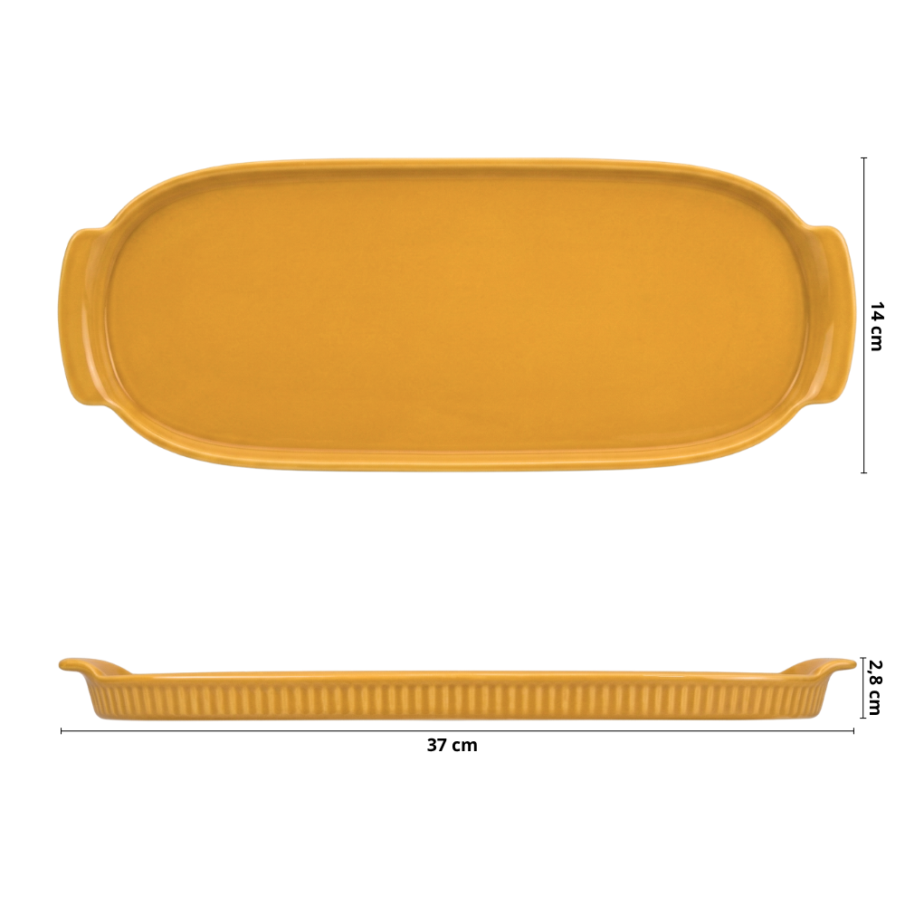 Bandeja Retangular GG em Porcelana Amarela – 37cm - Imagem 3