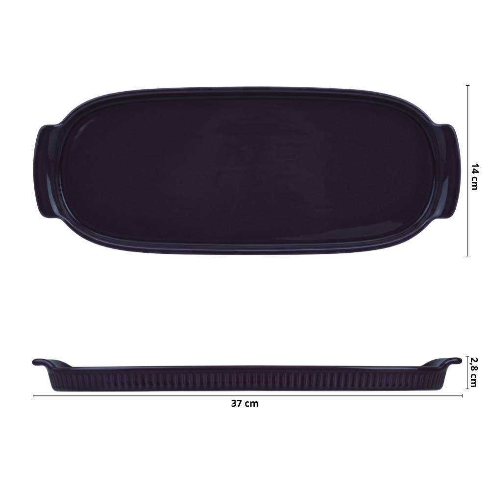 Bandeja Retangular GG em Porcelana Ameixa – 37cm - Imagem 3