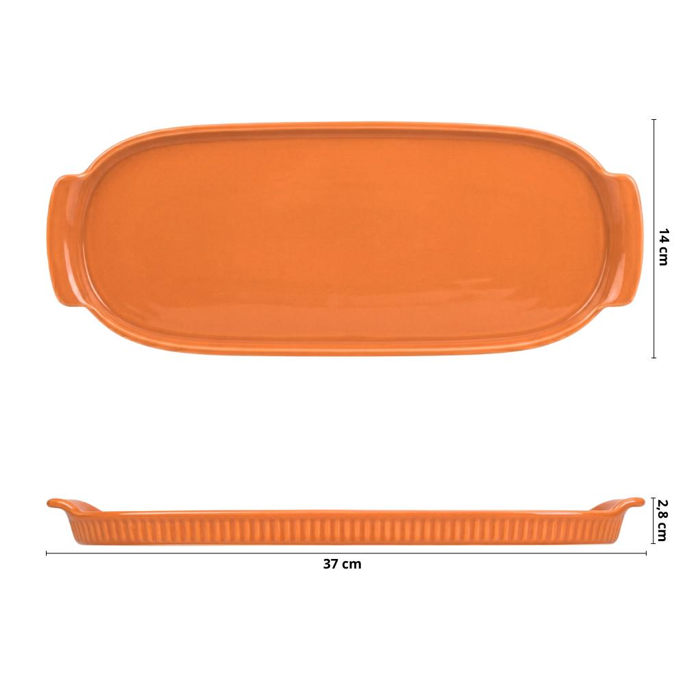 Bandeja Retangular GG em Porcelana Laranja – 37cm - Imagem 3