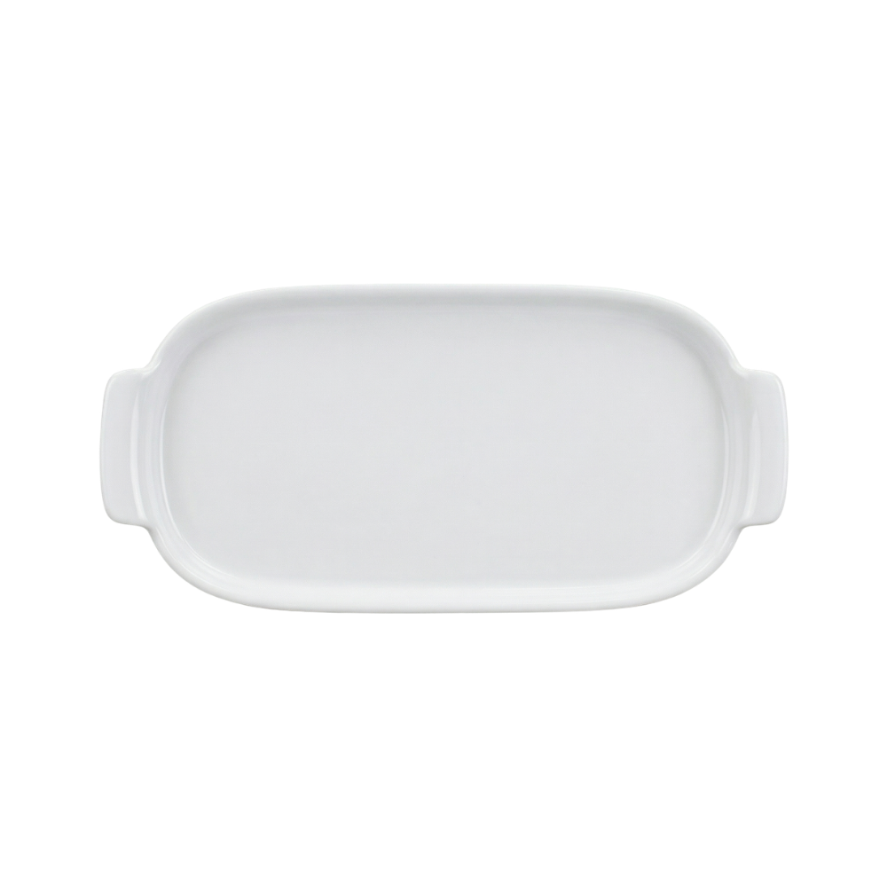 Bandeja Retangular M em Porcelana Branco - 25cm