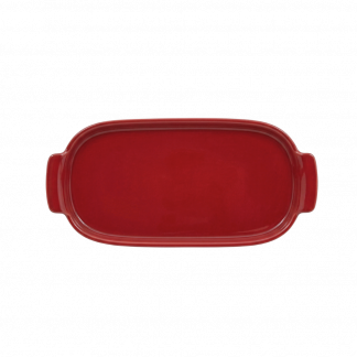 Bandeja Retangular M em Porcelana Vermelho - 25cm