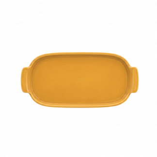 Bandeja Retangular M em Porcelana Amarela - 25cm