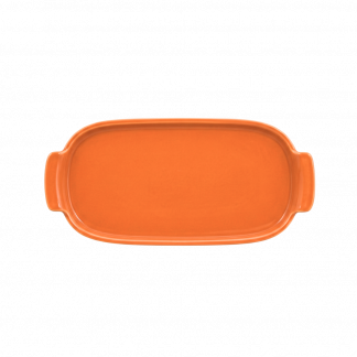 Bandeja Retangular M em Porcelana Laranja - 25cm