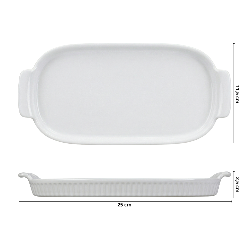 Bandeja Retangular M em Porcelana Branco - 25cm - Imagem 3
