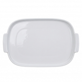 Bandeja Retangular em Porcelana Branca 32cm