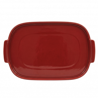 Bandeja Retangular em Porcelana Vermelha 32cm