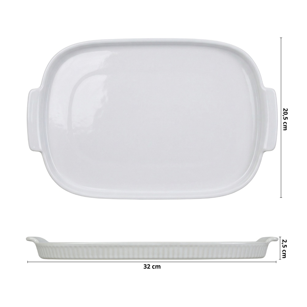 Bandeja Retangular em Porcelana Branca 32cm - Imagem 3