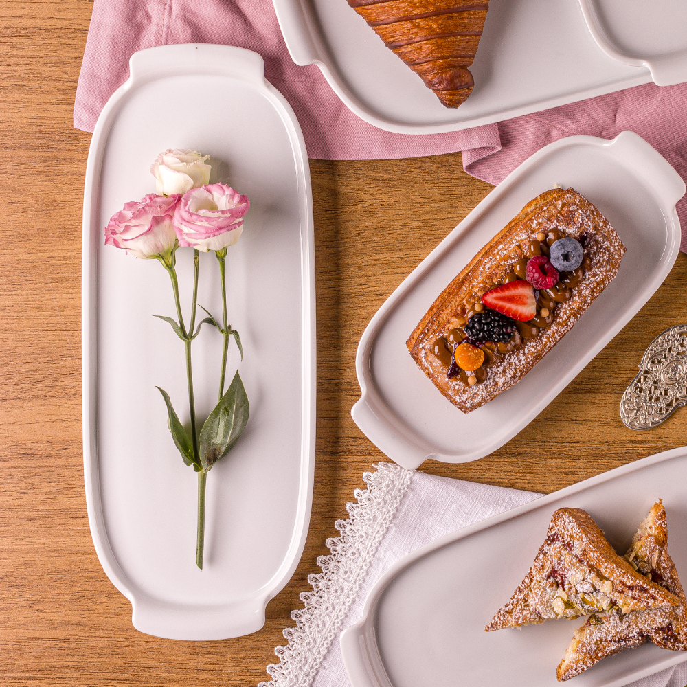 Bandeja Retangular G em Porcelana Branca - 30,7cm - Imagem 4