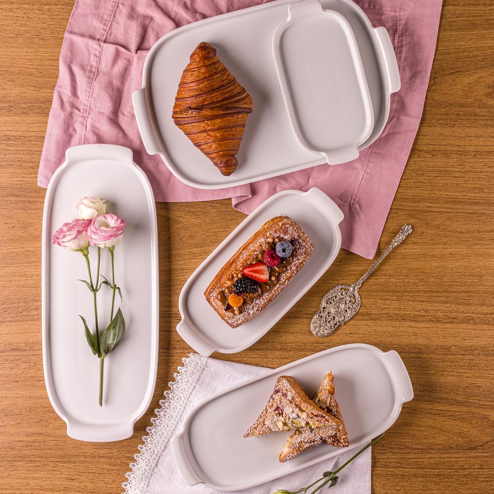 Bandeja Refratária Retangular 32 cm Branca - Imagem 5