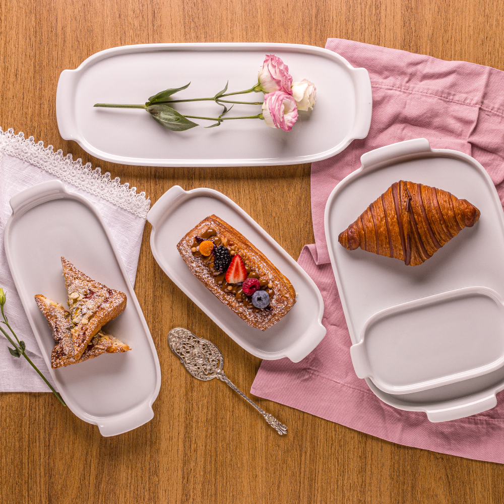 Bandeja Retangular G em Porcelana Branca - 30,7cm - Imagem 5