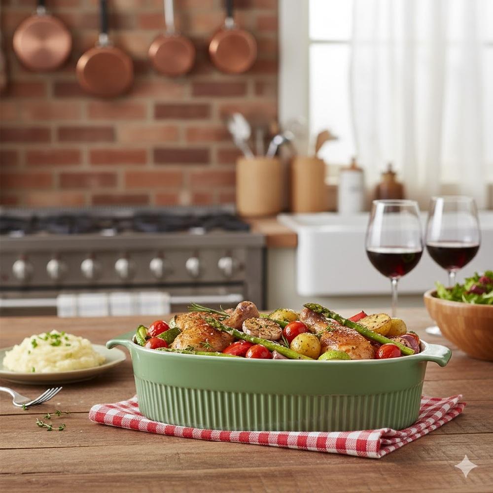 Roaster Refratário 34,7 cm Verde Chá 3,1 L - Imagem 5