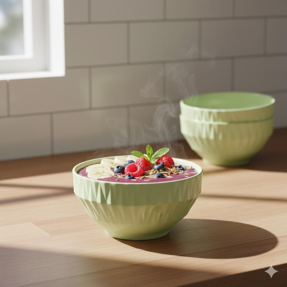 Kit 6 Bowl Tigela Verde Relevo Diamante 422 ml Germer - Imagem 3