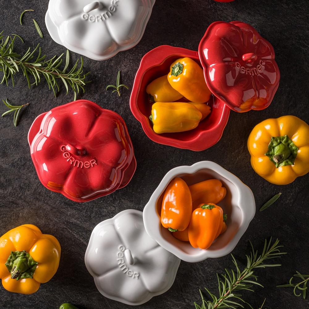 Cocotte Pimentão Branco 340 ml com Tampa Germer Porcelanas - Imagem 2