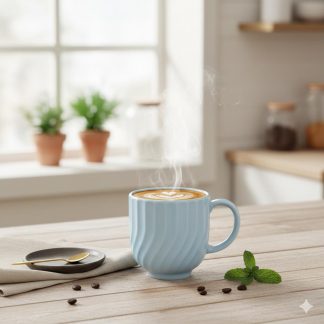Caneca Chá Café Branca Relevo Linea 356 ml Germer Porcelanas