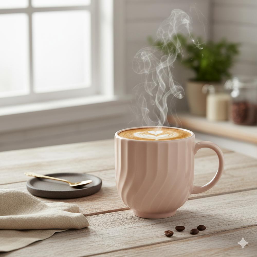 Caneca Chá Café Branca Relevo Linea 356 ml Germer Porcelanas - Imagem 2