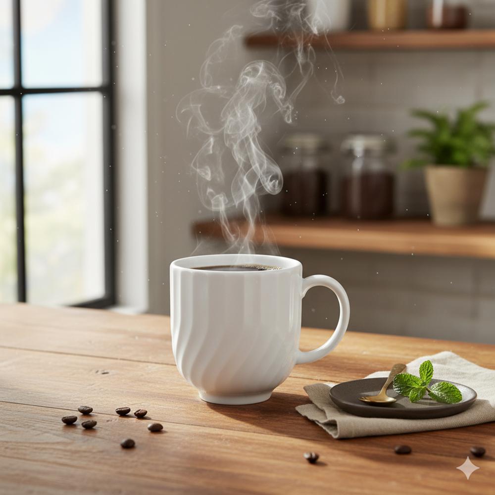 Caneca Chá Café Branca Relevo Linea 356 ml Germer Porcelanas - Imagem 4