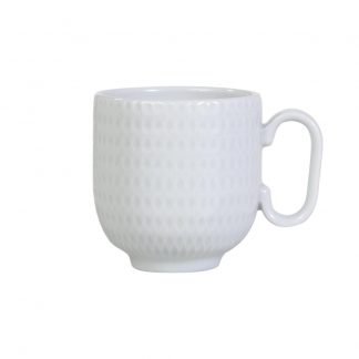 Caneca Chá Café Branca Relevo Geometric  366 ml