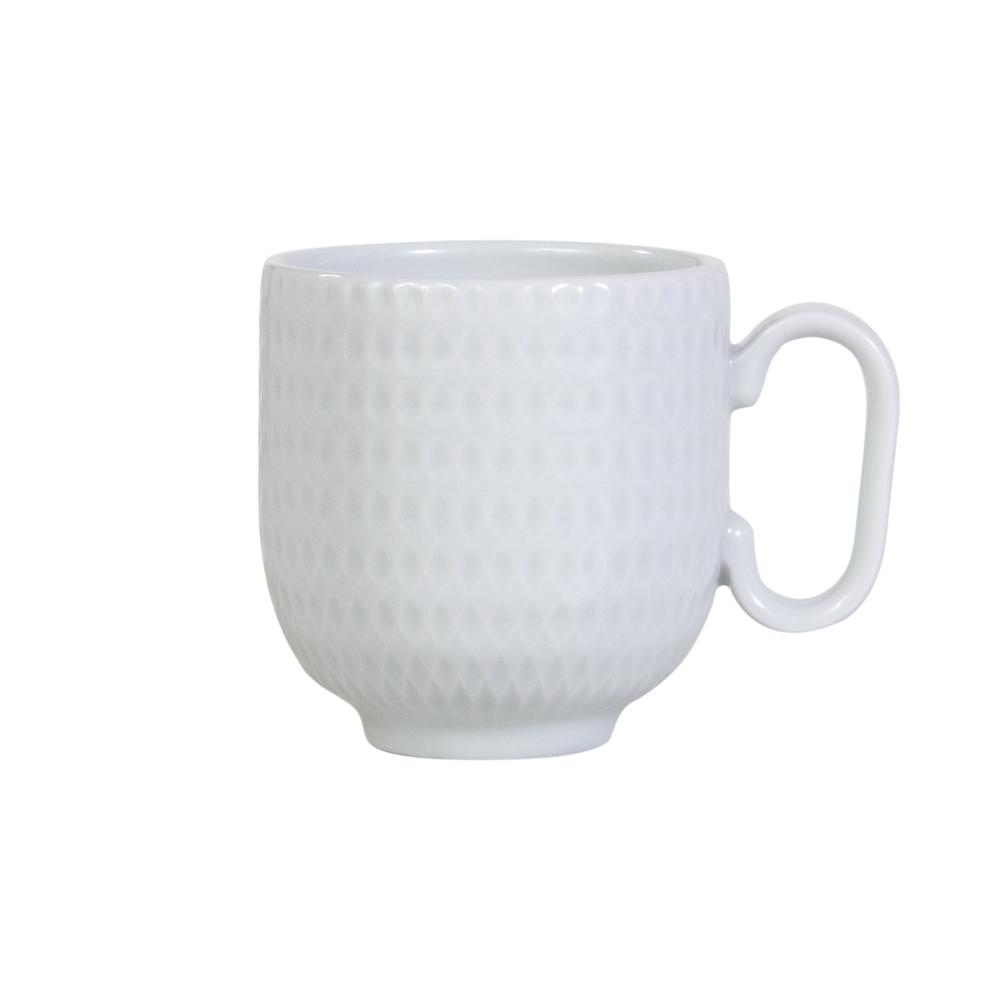 Caneca Chá Café Branca Relevo Geometric 366 ml
